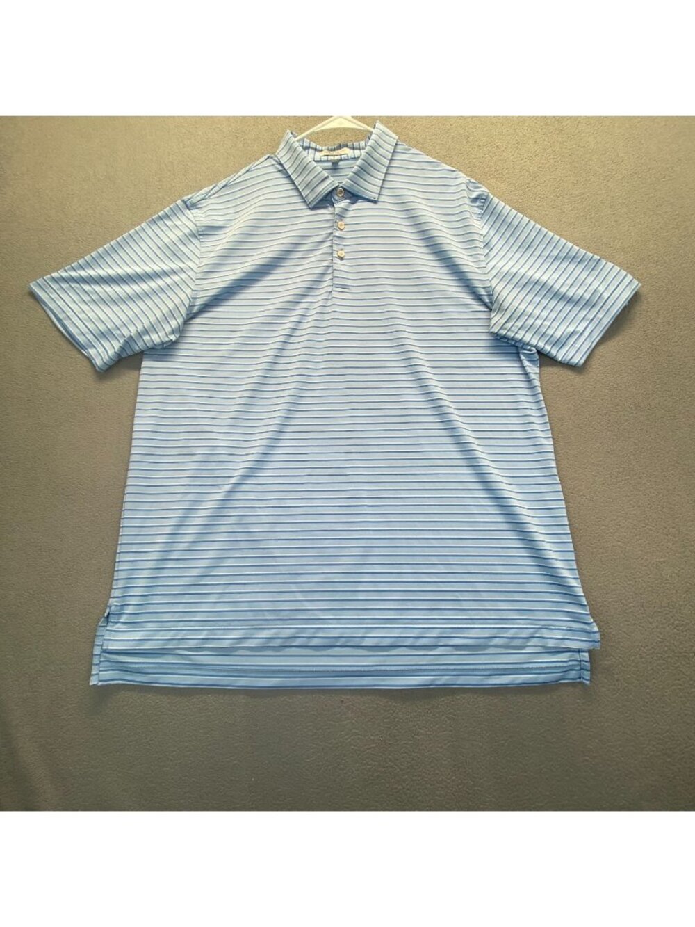 Peter Millar Summer Comfort Polo Shirt Teal Blue Stripe Golf Size XL
